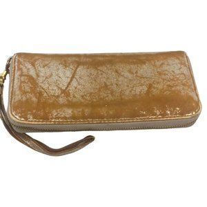 Rustic Brown & Gray Zip Flap Wallet Wristlet